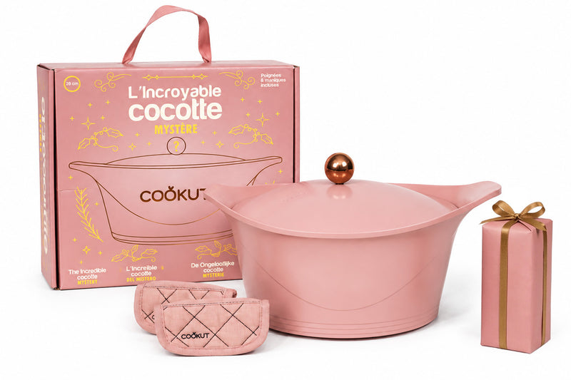 Coffret mystère Cookut L'incroyable Cocotte de Noël guimauve 28cm avec poignée et maniques incluses + cadeau offert