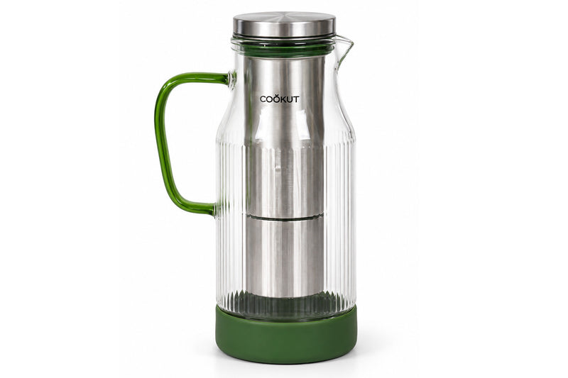 Carafe filtrante 2-en-1 verte Cookut Akua en verre - 1,3 L