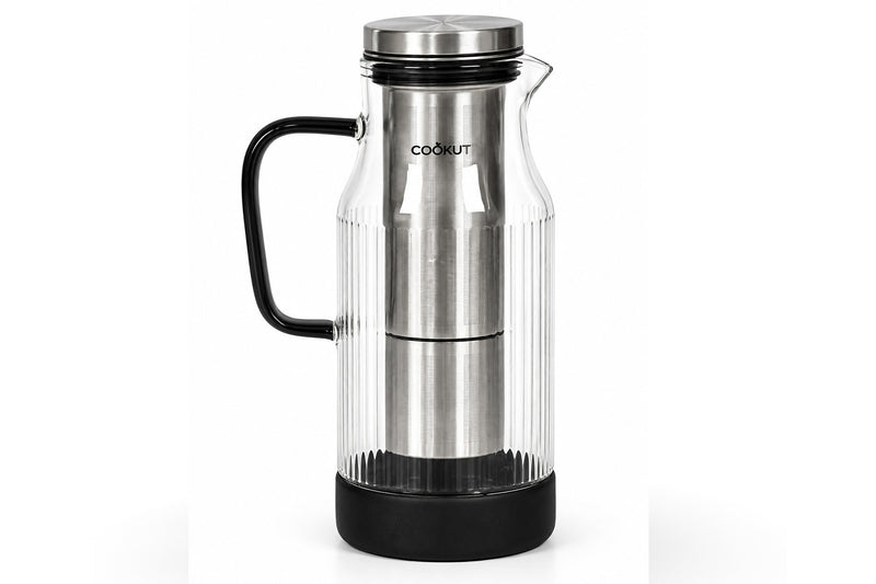 Carafe filtrante 2-en-1 noire Cookut Akua en verre - 1,3 L