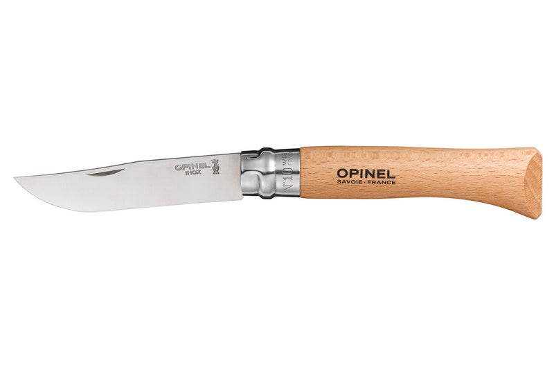 Couteau Opinel traditionnel n°10 lame 10cm virole tournante manche en hêtre