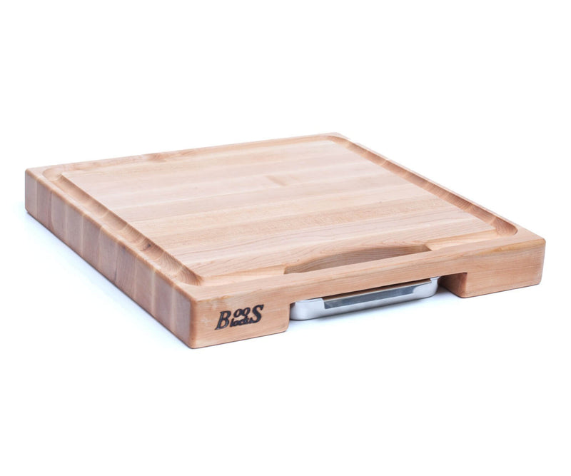 Planche Boos Blocks Prep Masters bois d'érable + plateau acier 46x46x6cm