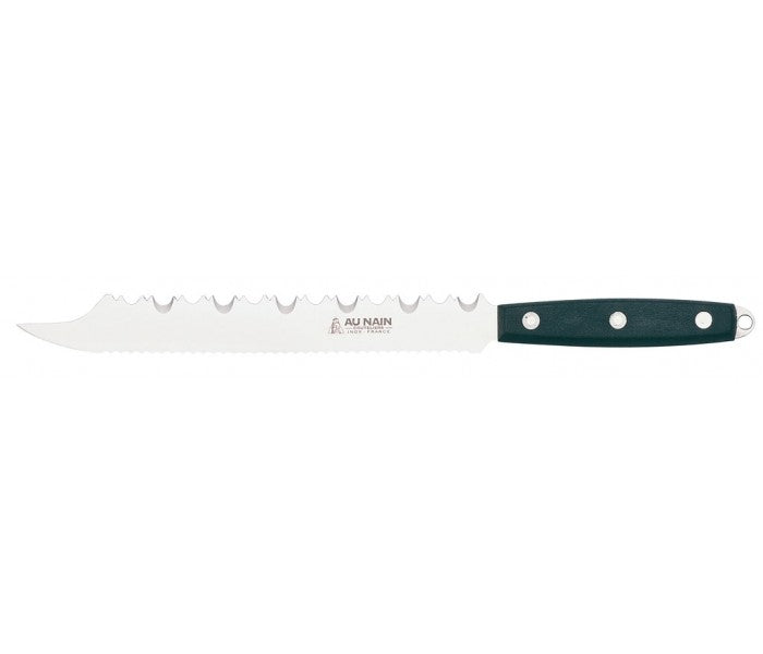 Couteau à surgelés "Au Nain" lame 23cm inox double denture, manche noir