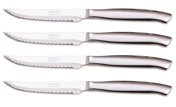 Coffret 4 couteaux à steak monobloc Arcos acier inox microdentées 11cm