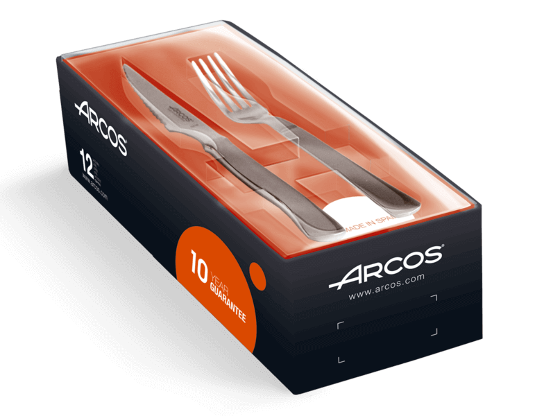 Coffret 6 couteaux + 6 fourchettes Arcos monobloc lames microdentées