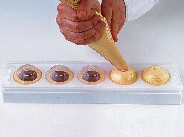 Moule pâtissier silicone blanc Silikomart 5 sphères 3D diamètre 58mm