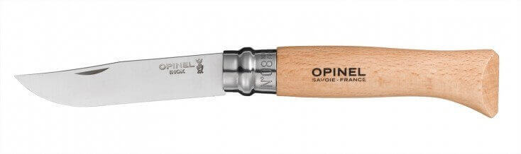 Couteau opinel traditionnel n°8 lame 8.5cm virole tournante manche en hêtre