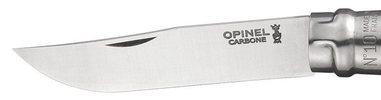Couteau Opinel Tradition Carbone n°10 lame 10cm manche hêtre + virole tournante
