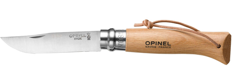 Couteau opinel Origines n°08 lame 8.5cm virole tournante naturel + cordon
