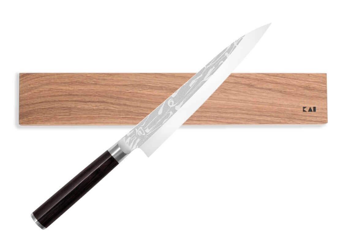 Barre aimantée chêne KAI haut de gamme pour couteaux de cuisine