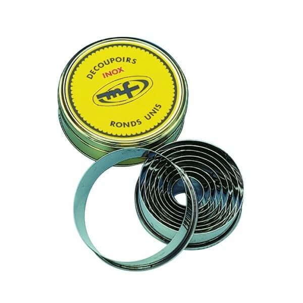 Boîte de 9 découpoirs INOX ronds unis de 3 à 11 cm Mallard Ferriere