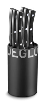 Bloc universel noir Déglon Brasserie 6 couteaux à steak manches rivetés