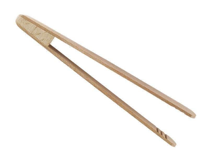 Pince à toasts ergonomique en hêtre 18cm nervurée