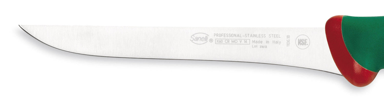 Couteau à désosser professionnel SANELLI Premana lame fine 18cm manche vert