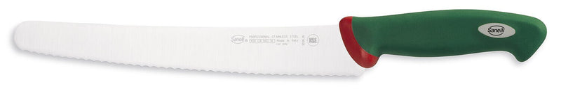 Couteau à génoise professionnel SANELLI Premana lame dentelée 26cm manche vert