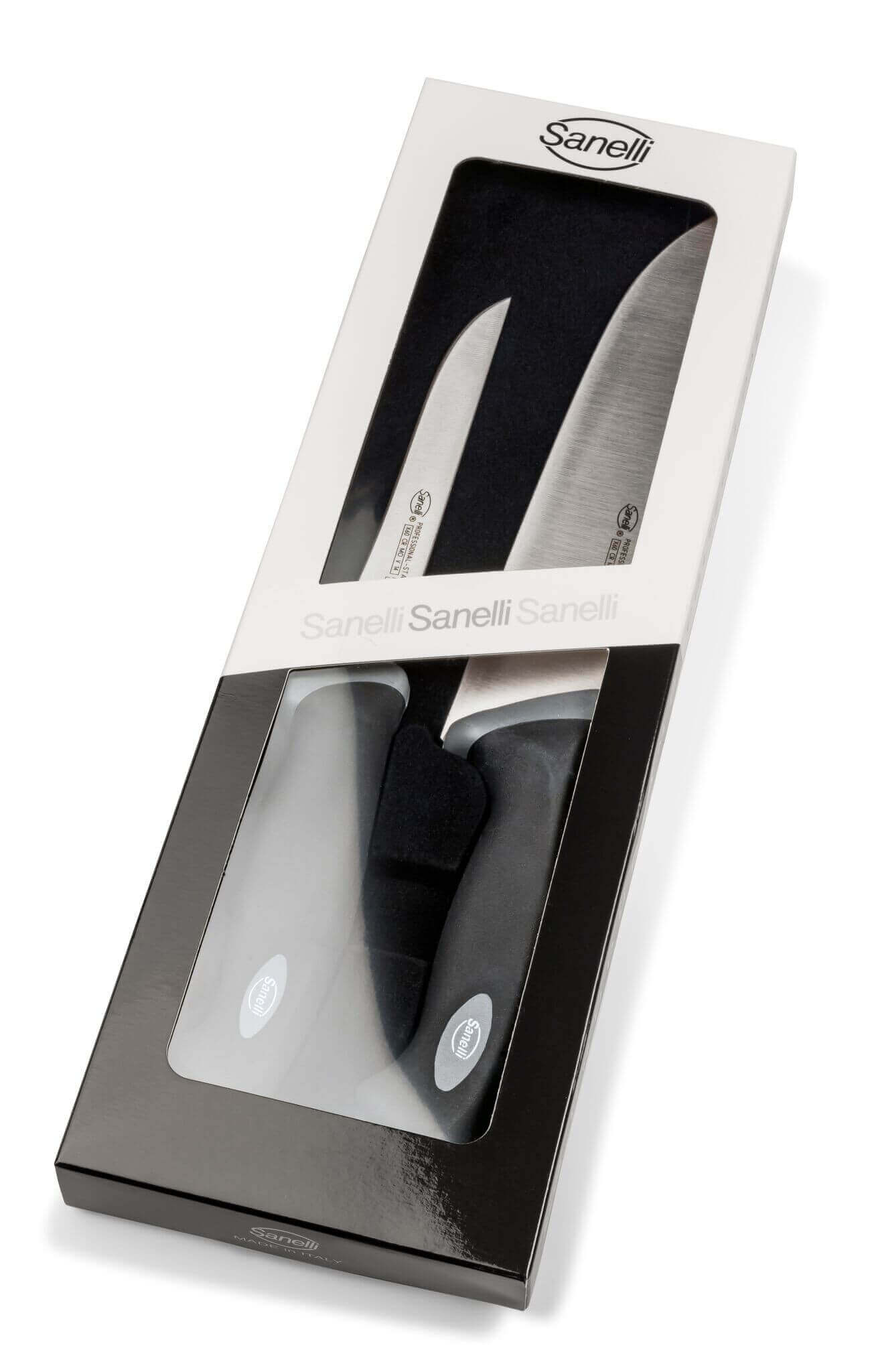 Coffret de 2 couteaux de boucher professionnels SANELLI Gourmet désosseur 16cm + boucher 22cm