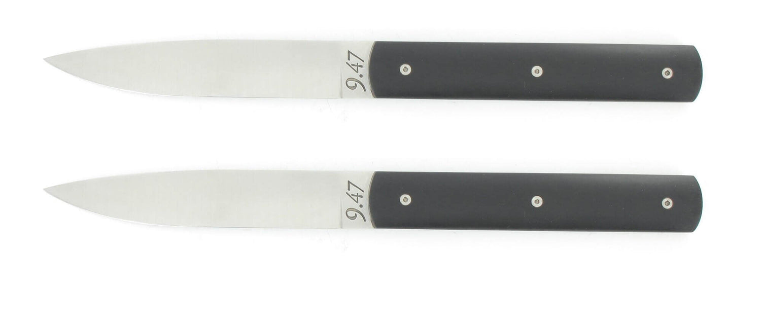 Coffret cadeau 2 couteaux de table Perceval 9.47 lame 10cm manche noir