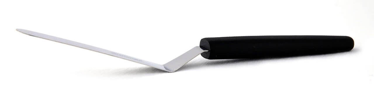 Spatule coudée professionnelle acier inox 9cm manche PP noir