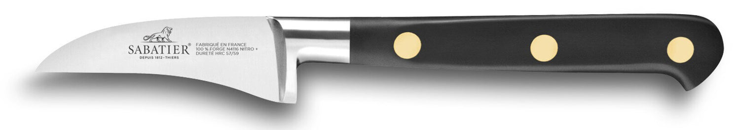 Couteau bec d'oiseau SABATIER Idéal Inox 100% forgé rivets laiton lame 6cm