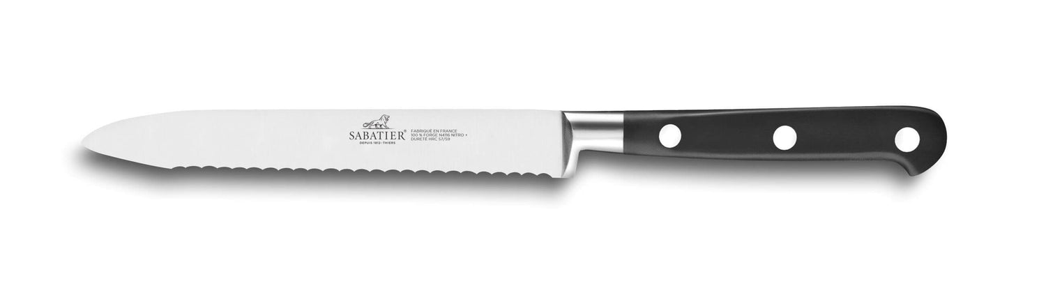 Couteau à légumes SABATIER Idéal Inox 100% forgé lame dentée 12cm