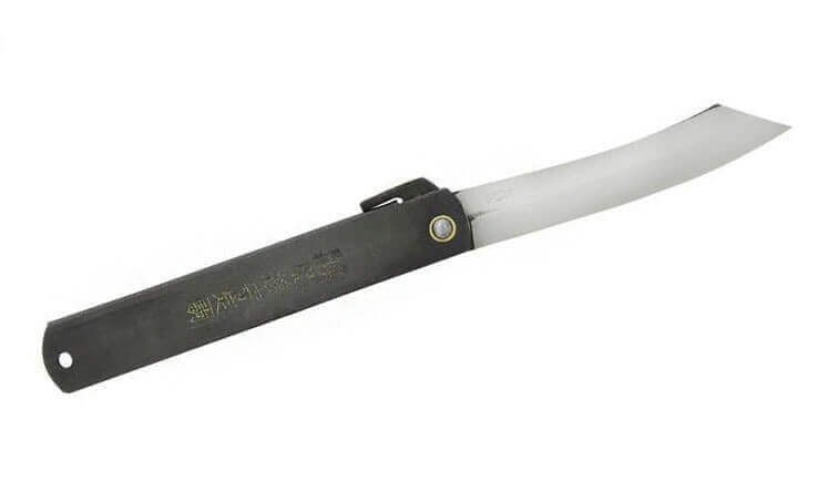 Couteau pliant Higonokami 670 acier carbone manche noir gravé 12cm en acier