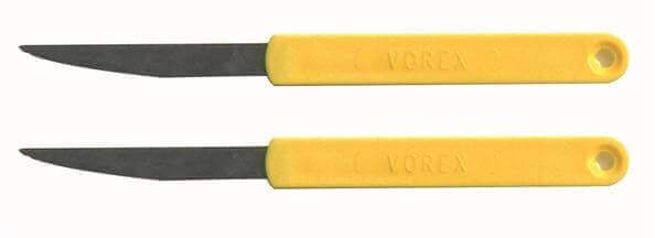 Lame de boulanger inox crantée manche jaune - 2 pièces