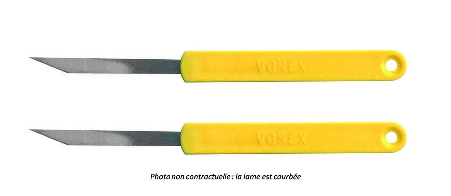Set de 2 lames de boulanger inox courbe manche jaune
