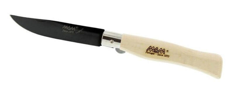 Couteau pliant MAM lame titanium noir manche en hêtre 12.5cm
