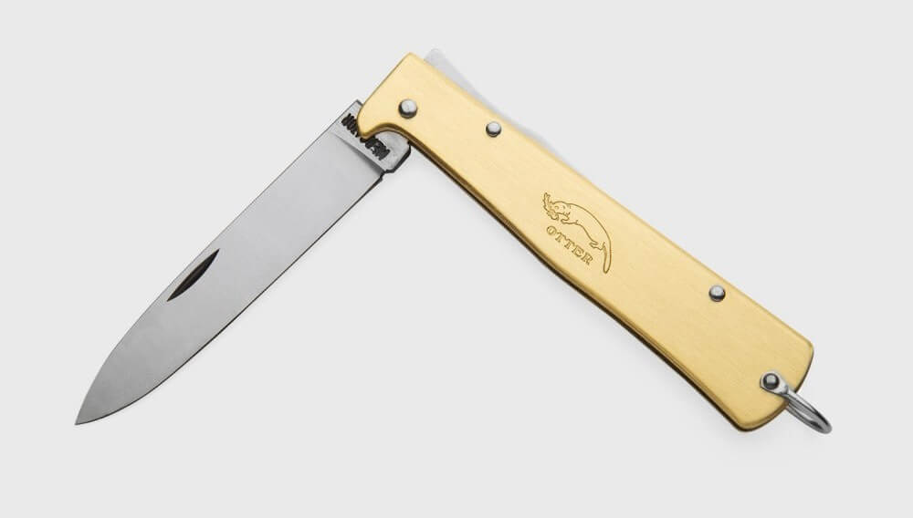 Couteau pliant OTTER Mercator acier inox manche laiton gravé 11cm