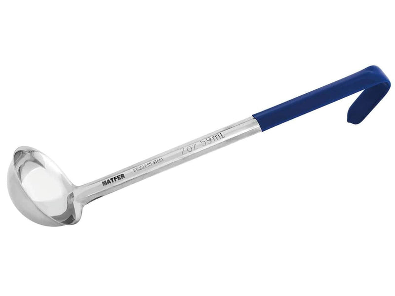 Louche professionnelle Matfer 5,9cl acier inox monobloc 68mm manche bleu