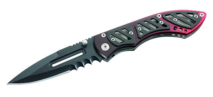Couteau pliant Herbertz 240811 semi denté manche métal noir/rouge 11cm