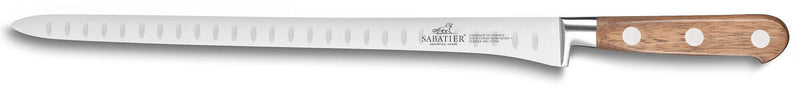 Couteau saumon SABATIER Provençao 100% forgé alvéolé 30cm manche olivier