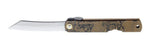 Couteau pliant Higonokami 2672 acier carbone manche gravé 10cm brun