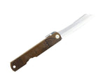 Couteau pliant Higonokami 2672 acier carbone manche gravé 10cm brun