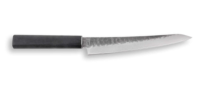 Couteau sujihiki japonais Shizu Hamono Yamato martelé 20cm manche sombre