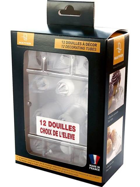 Boîte de 12 douilles choix de l'élève Matfer en polycarbonate + poche à douille