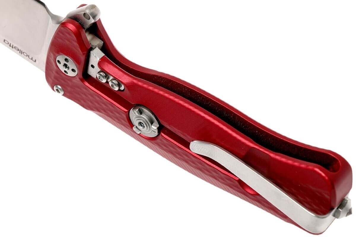 Couteau pliant LionSteel SR22 manche alu 10cm pic brise-vitre - Rouge