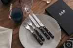 Coffret de table Wusaki 2 couteaux à steak à bout rond + 2 fourchettes
