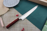 Couteau Sujihiki japonais artisanal Kei Kobayashi SG2 Heptagone 27cm