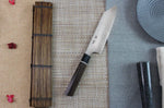 Couteau santoku japonais Kanetsugu Zuiun acier SPG2 damas 18cm
