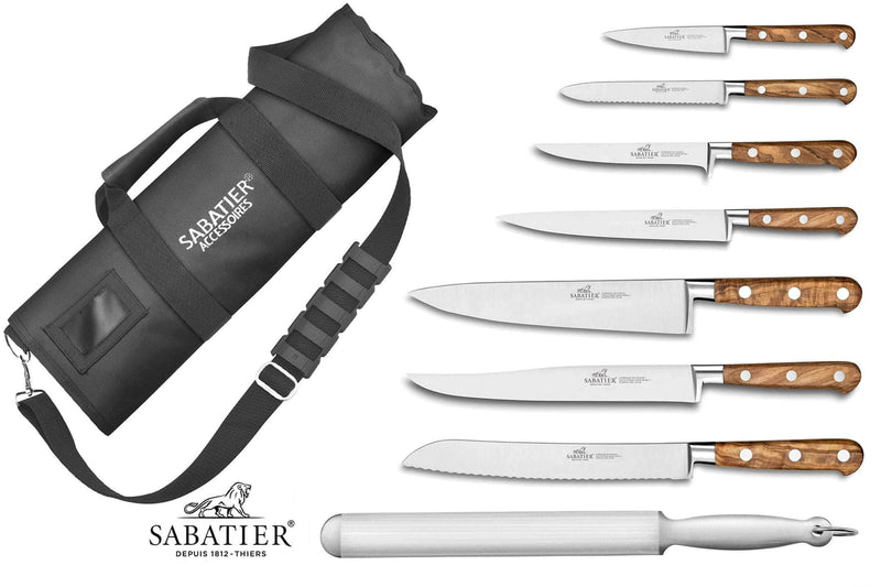 Mallette cuisinier Sabatier Provençao 7 couteaux fabrication française + 1 fusil
