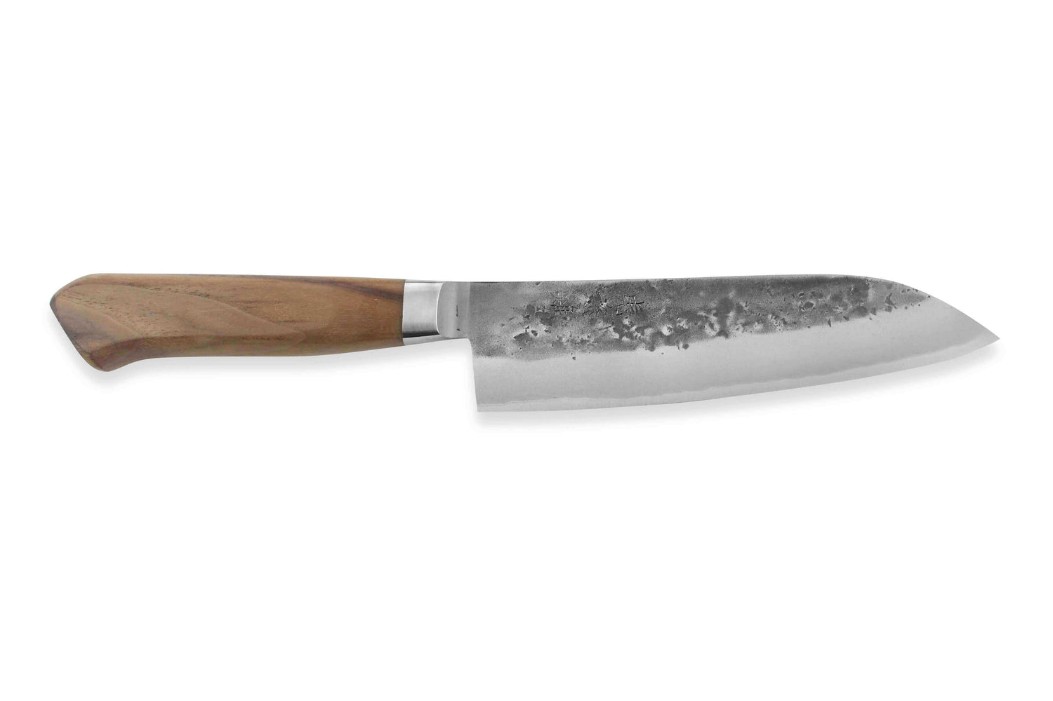 Couteau Santoku japonais artisanal Wusaki Nogami BS2 17cm manche en noyer