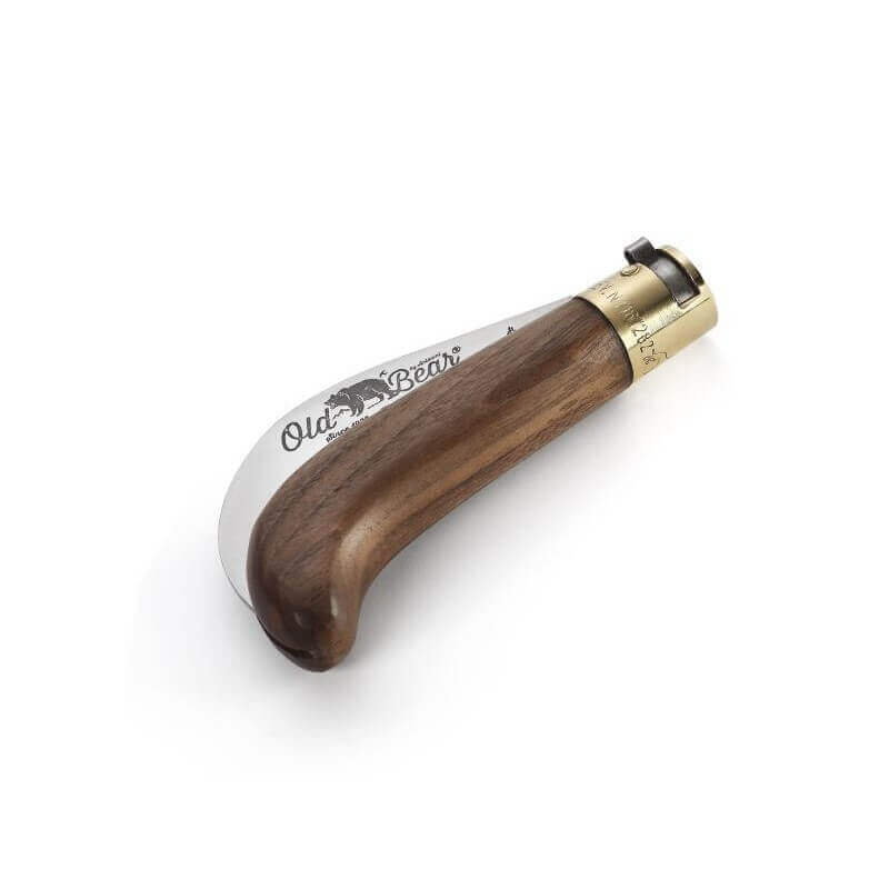Couteau serpette artisanale Old Bear manche noyer avec virole