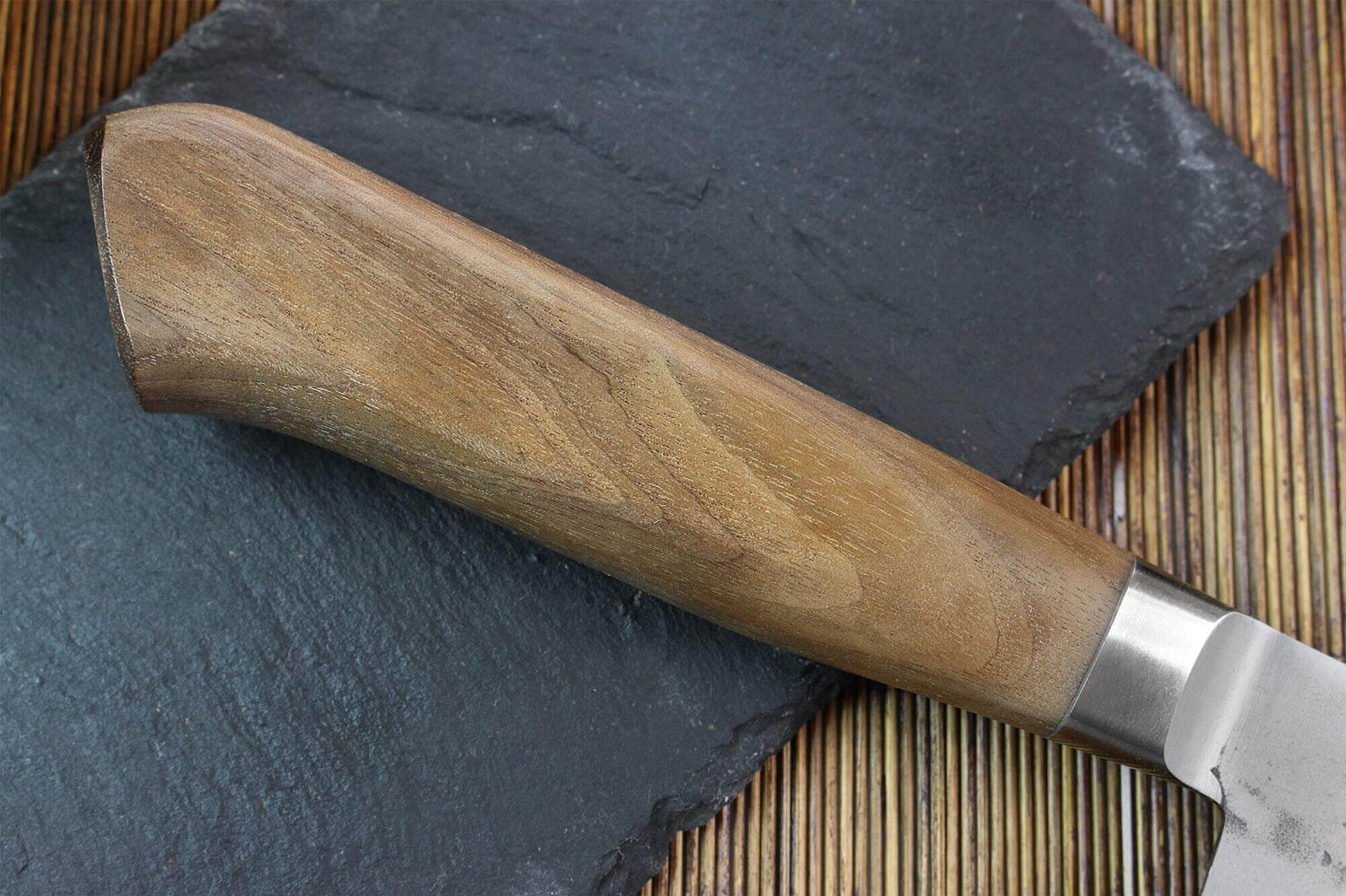 Couteau Santoku japonais artisanal Wusaki Nogami BS2 17cm manche en noyer