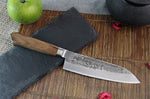 Couteau Santoku japonais artisanal Wusaki Nogami BS2 17cm manche en noyer