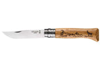 Couteau Opinel Tradition Gravures Animalia n°8 lame 8,5cm manche chêne décor chamois
