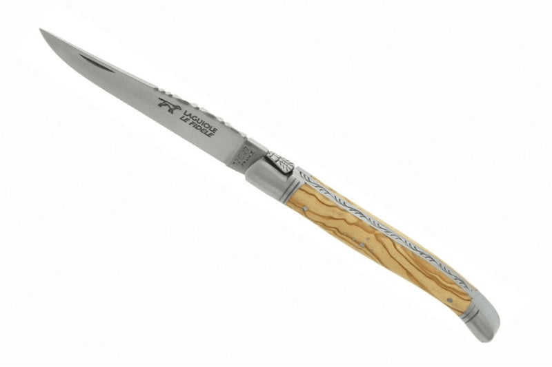 Couteau pliant Laguiole LE FIDELE acier Sandvik manche bois d'olivier 12cm