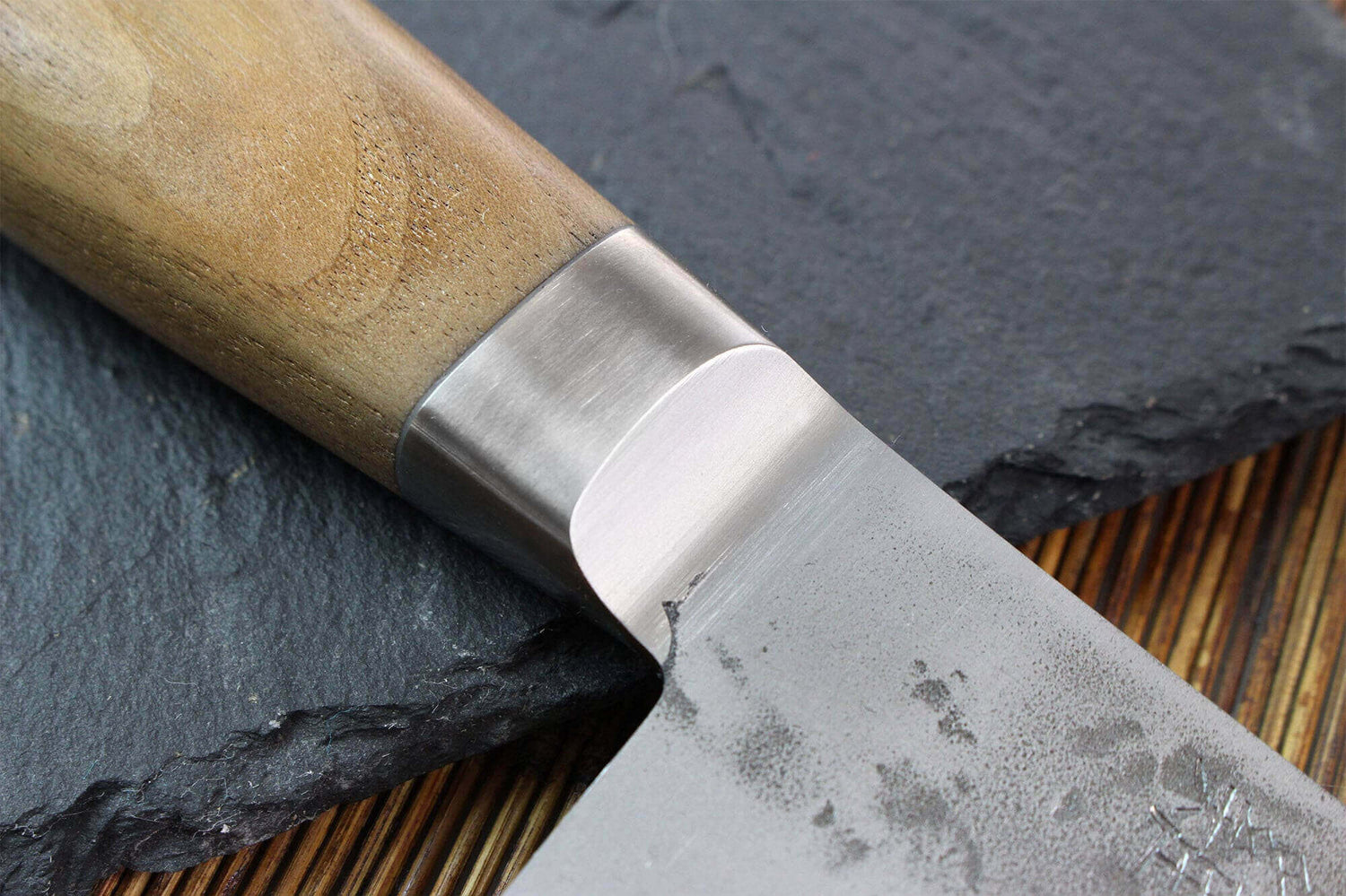 Couteau de chef japonais artisanal Wusaki Nogami BS2 21cm manche en noyer