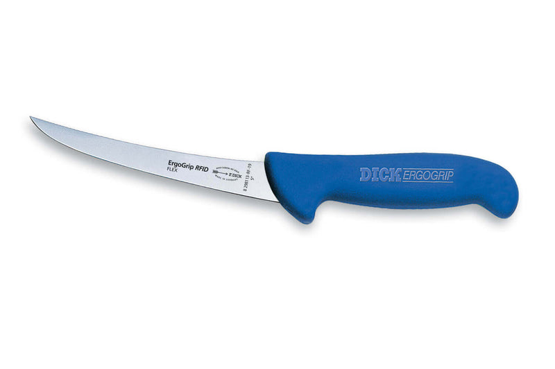 Couteau désosseur Dick Ergogrip lame courbe flexible manche bleu - 13 cm