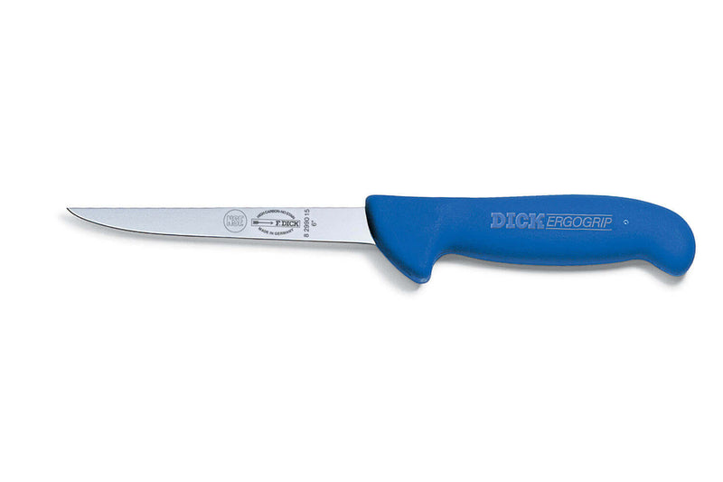 Couteau à désosser Dick Ergogrip lame étroite rigide manche bleu - 13 cm