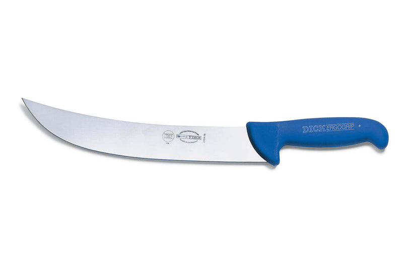 Couteau de boucher Dick Ergogrip forme américaine manche bleu - 26 cm